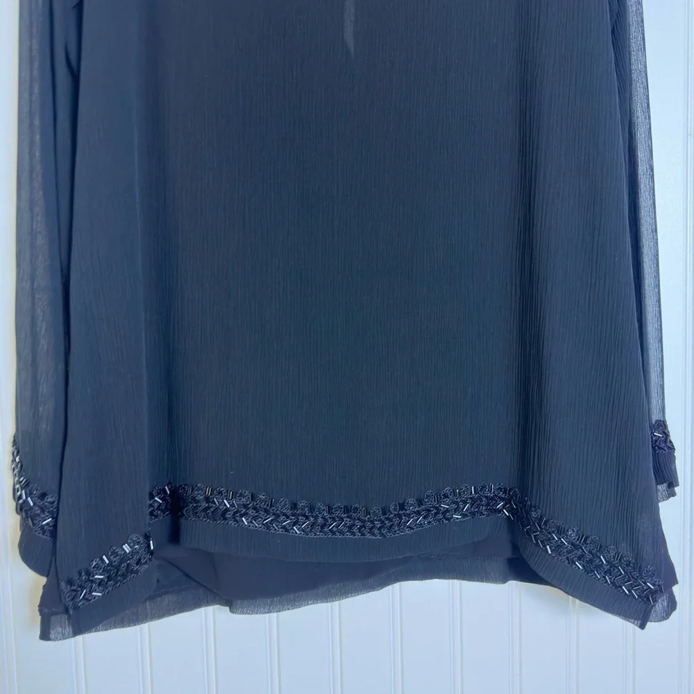 Lafayette 148 New York Black Embellished Blouse Tunic Top Silk Casual Business M - Picture 8 of 13